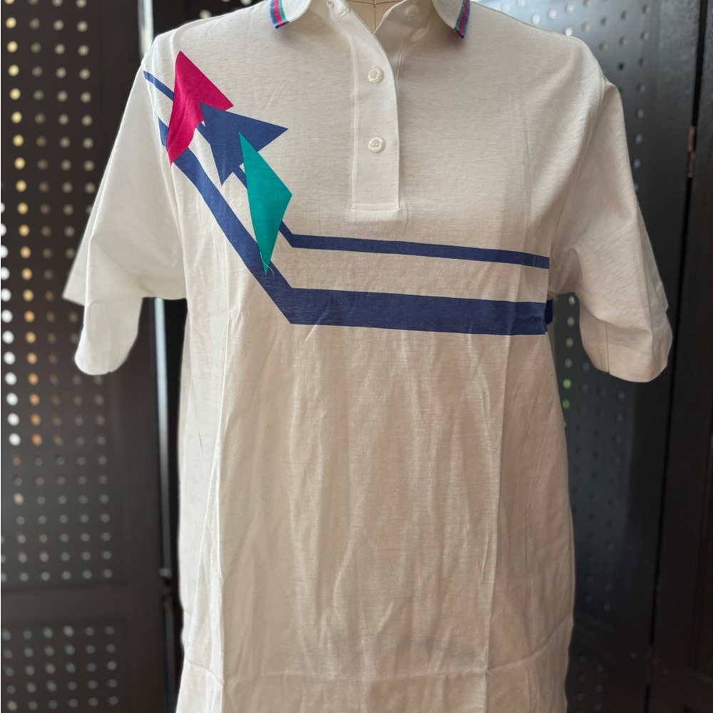 Elegant White Polo with Vibrant Accents
